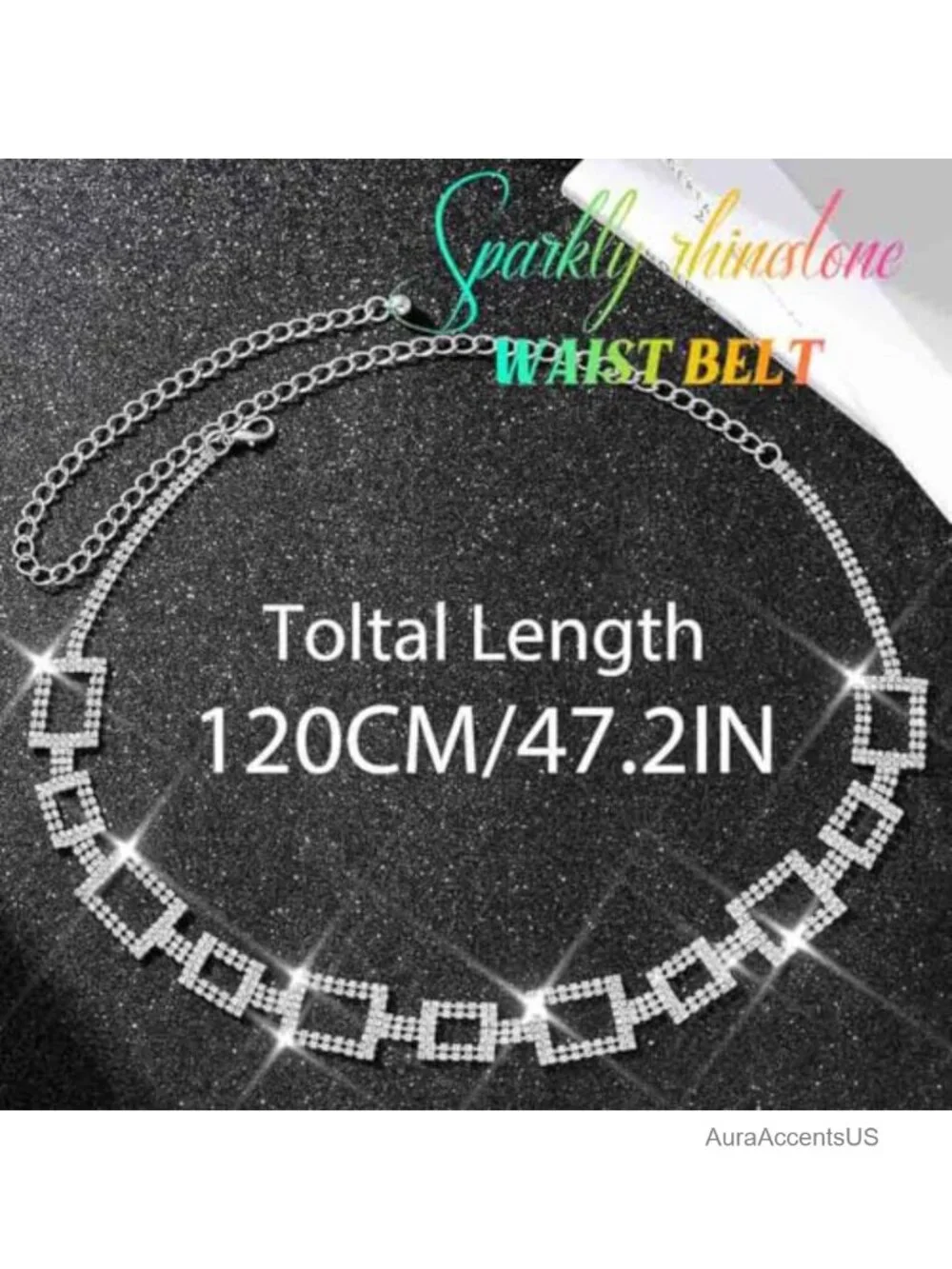 Sparkly Rhinestone Chain Belt Bling Waist Accessory for Dresses Party Wedding